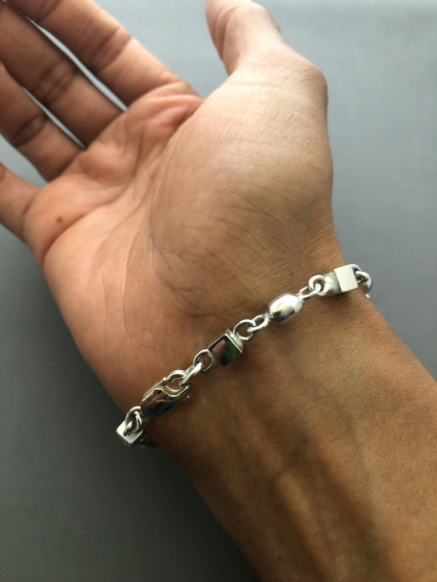 Solid silver beaded bracelet