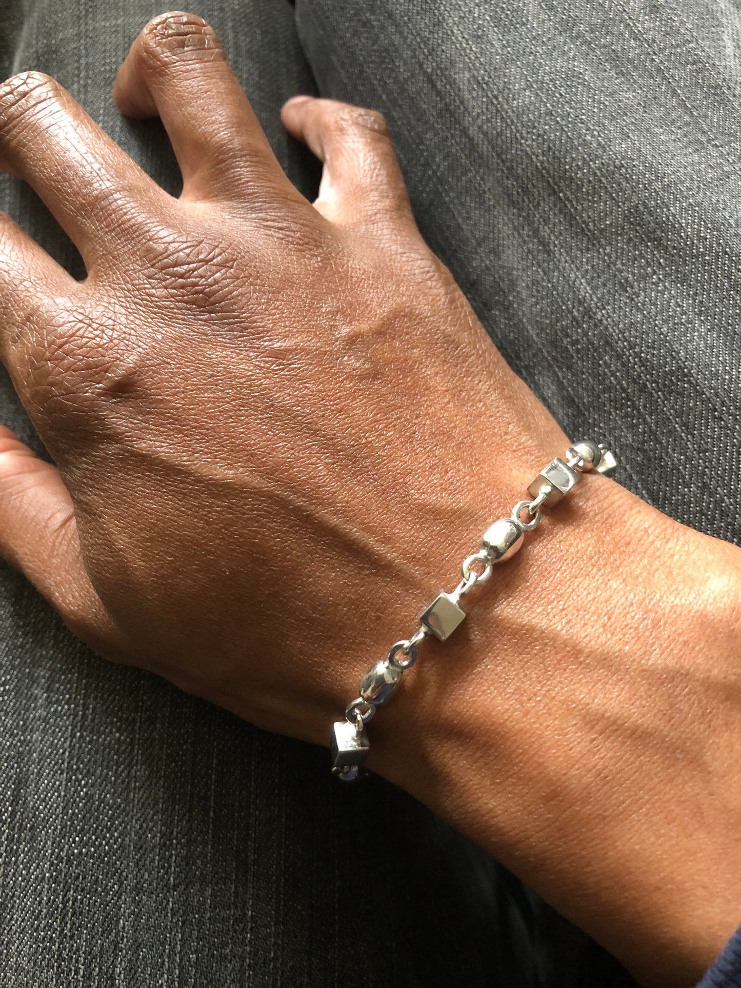 Solid silver beaded bracelet