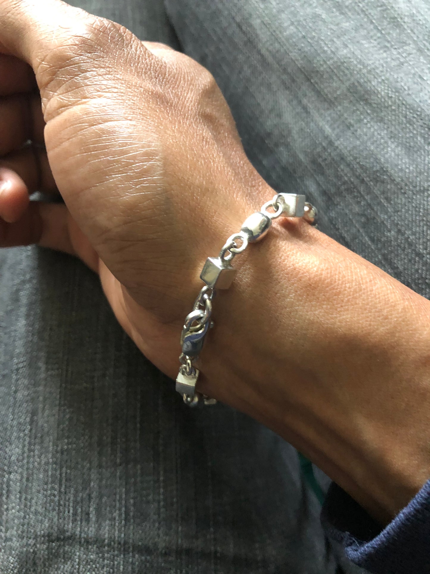 Solid silver beaded bracelet