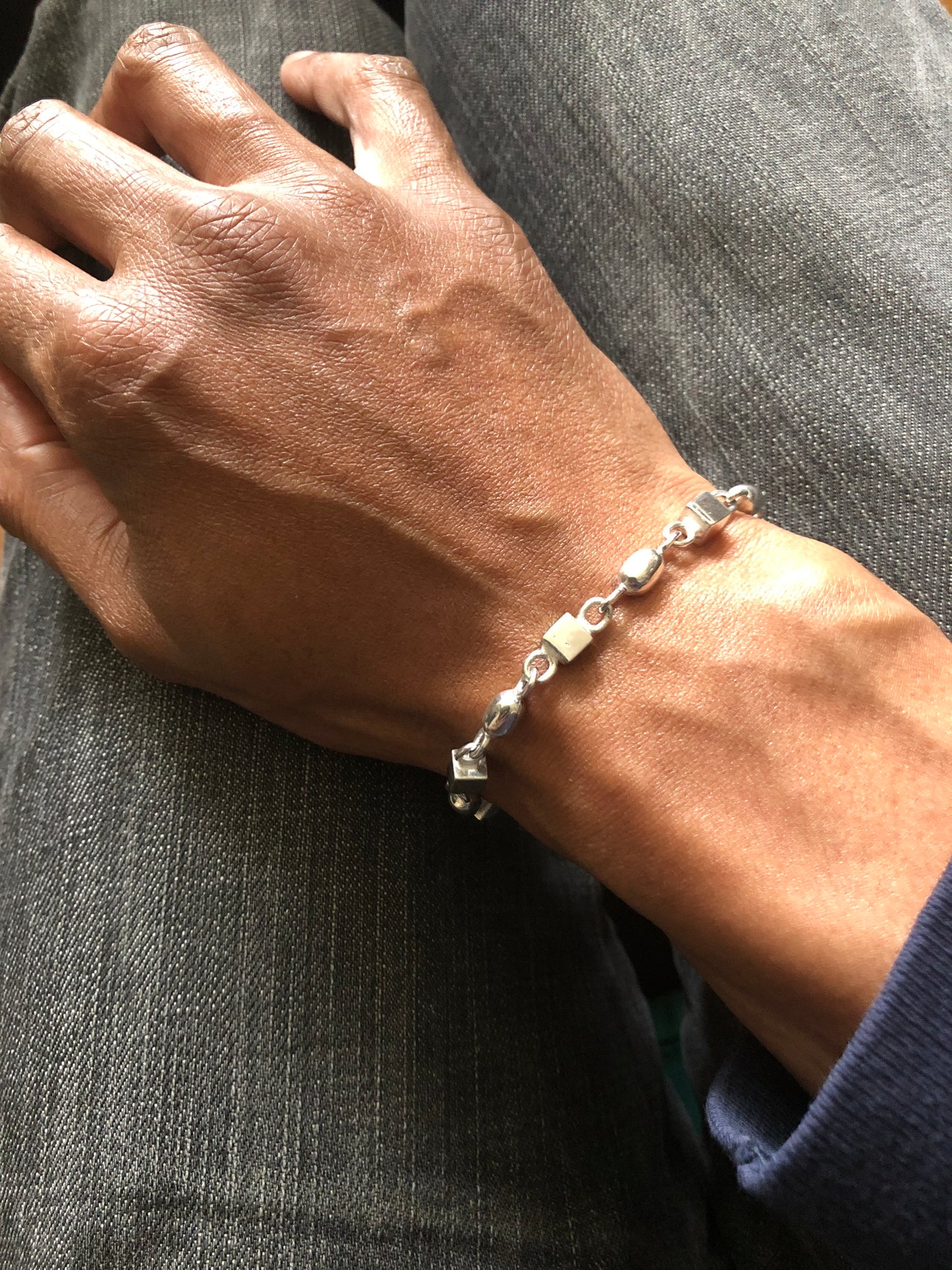 Solid silver beaded bracelet