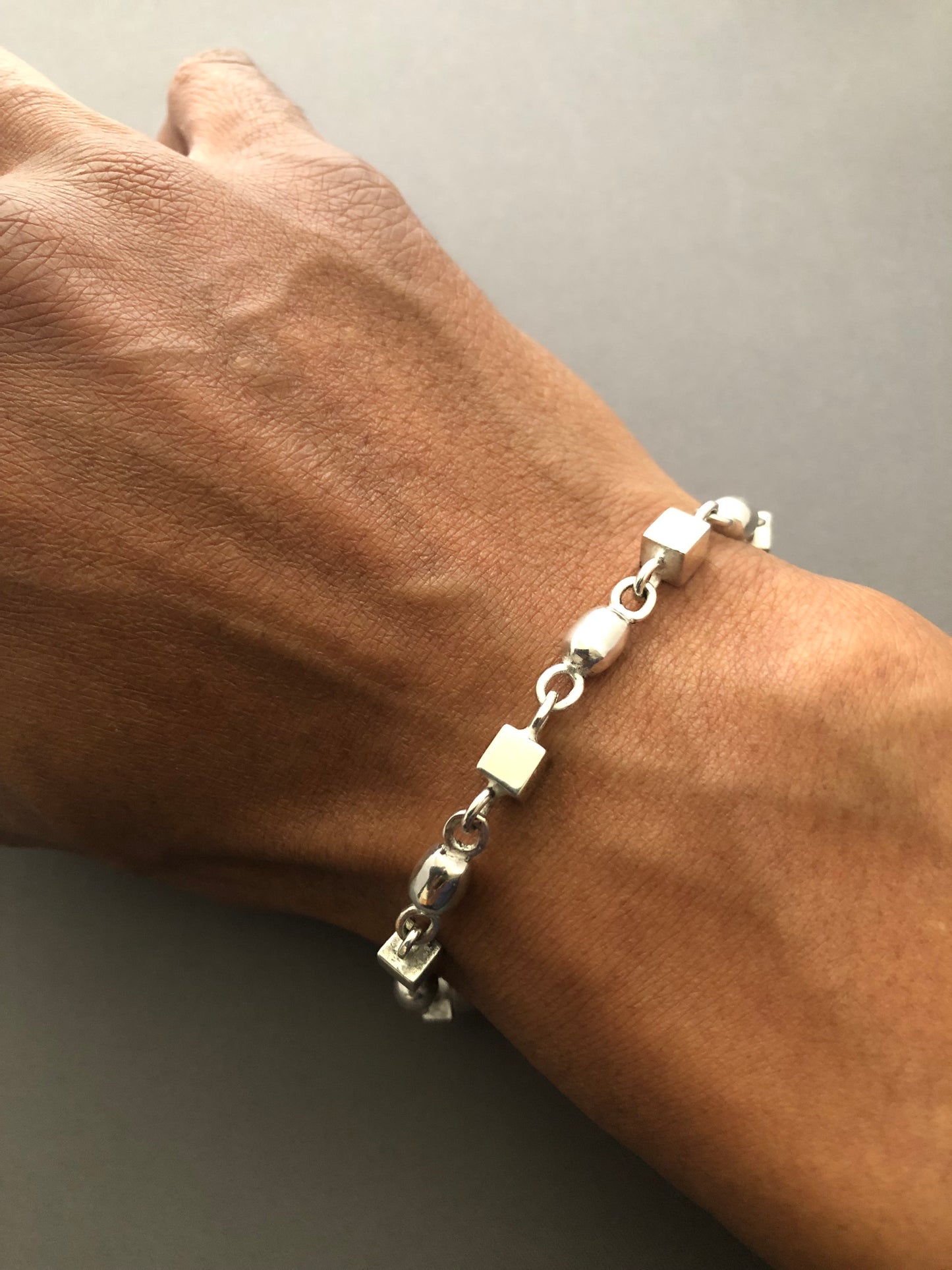 Solid silver beaded bracelet