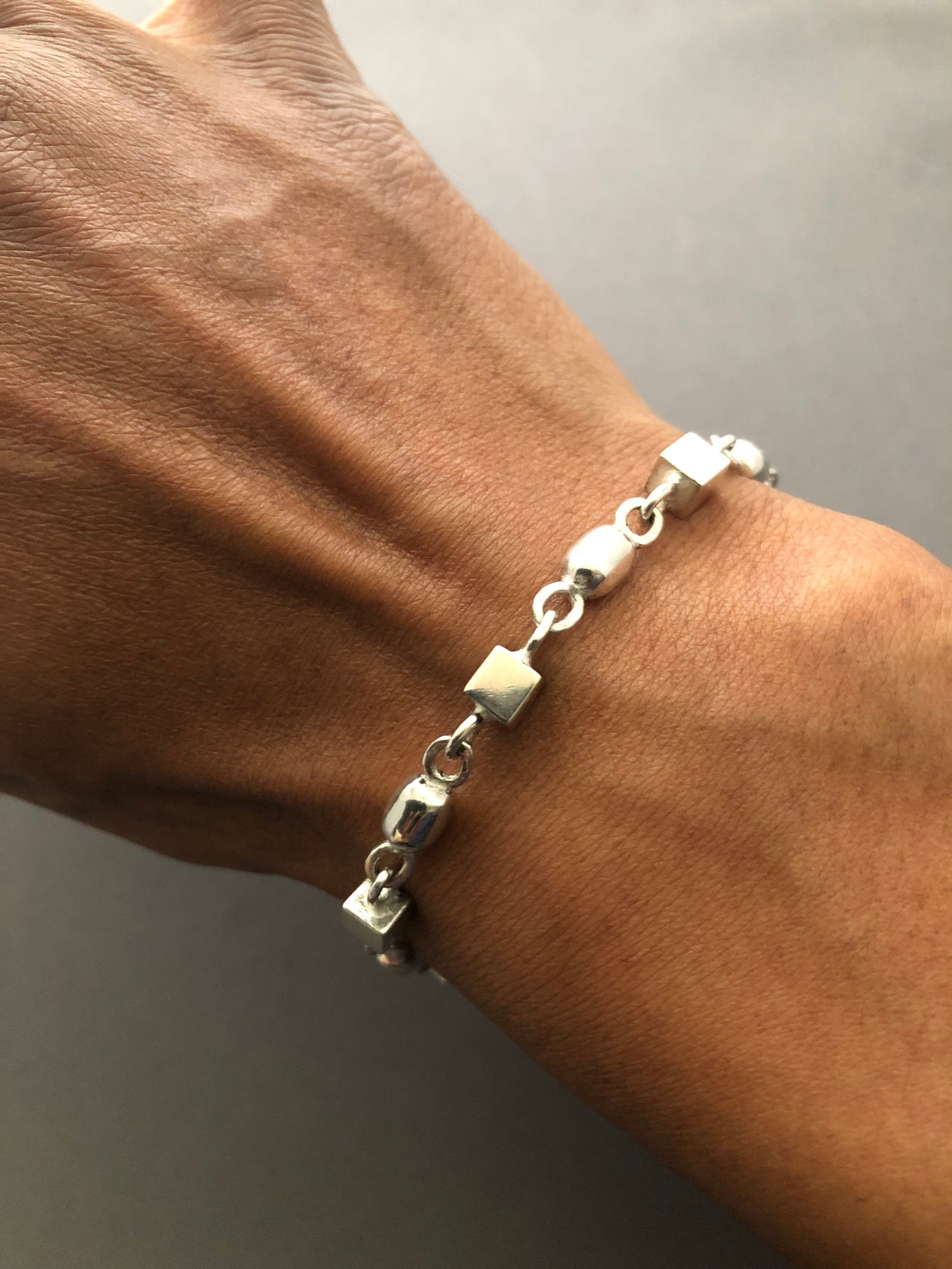 Solid silver beaded bracelet
