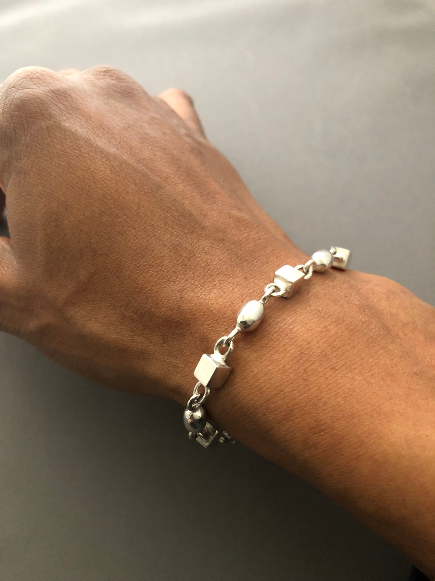 Solid silver beaded bracelet