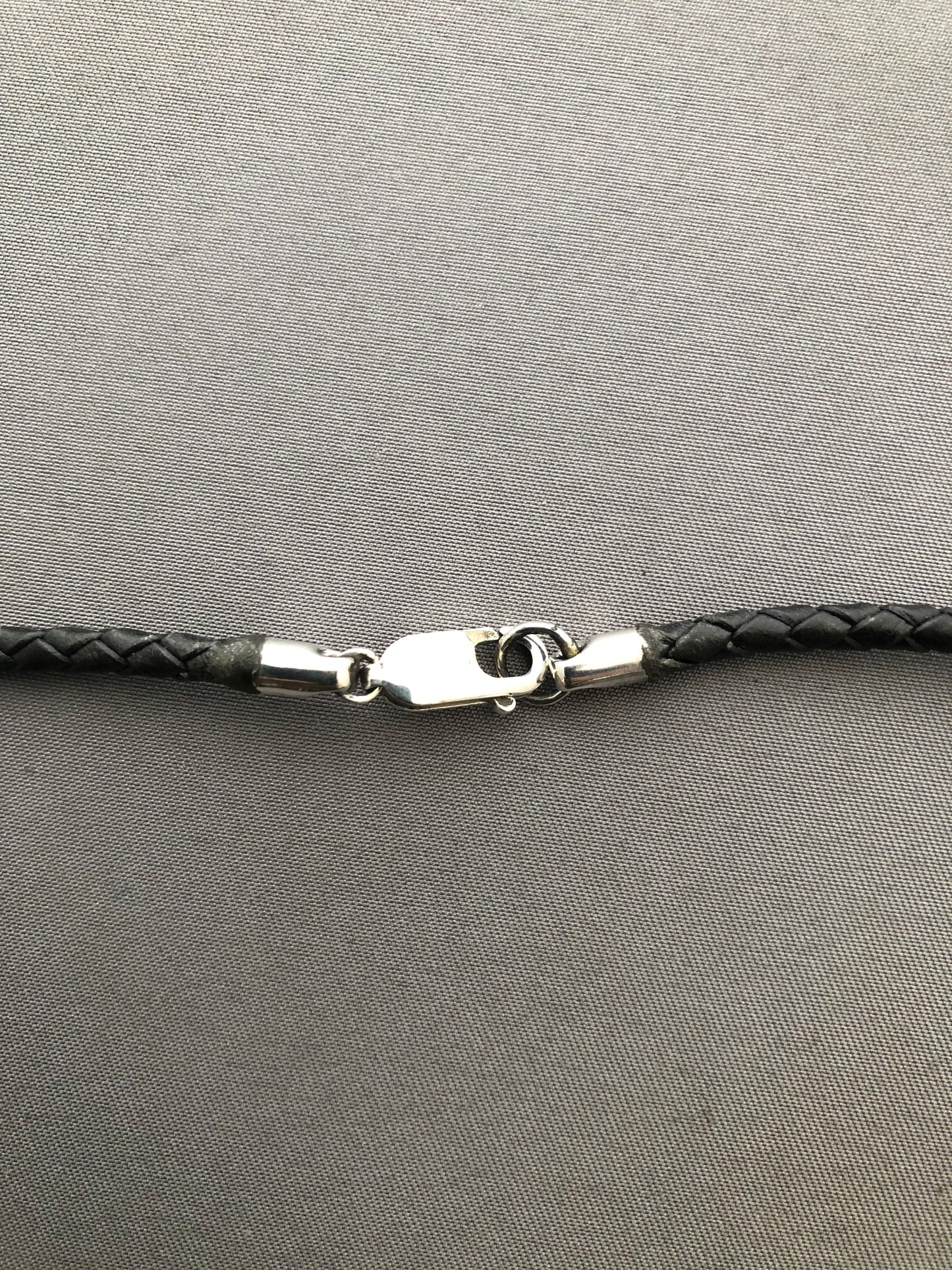 Solid silver African mask & leather chain