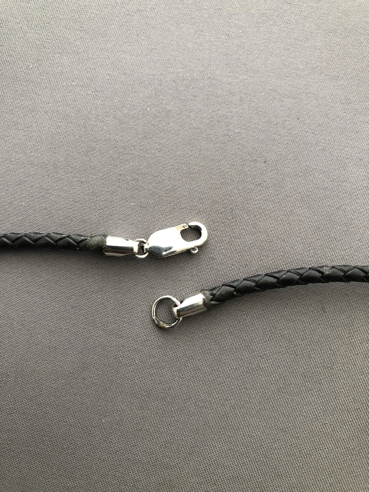 Solid silver African mask & leather chain