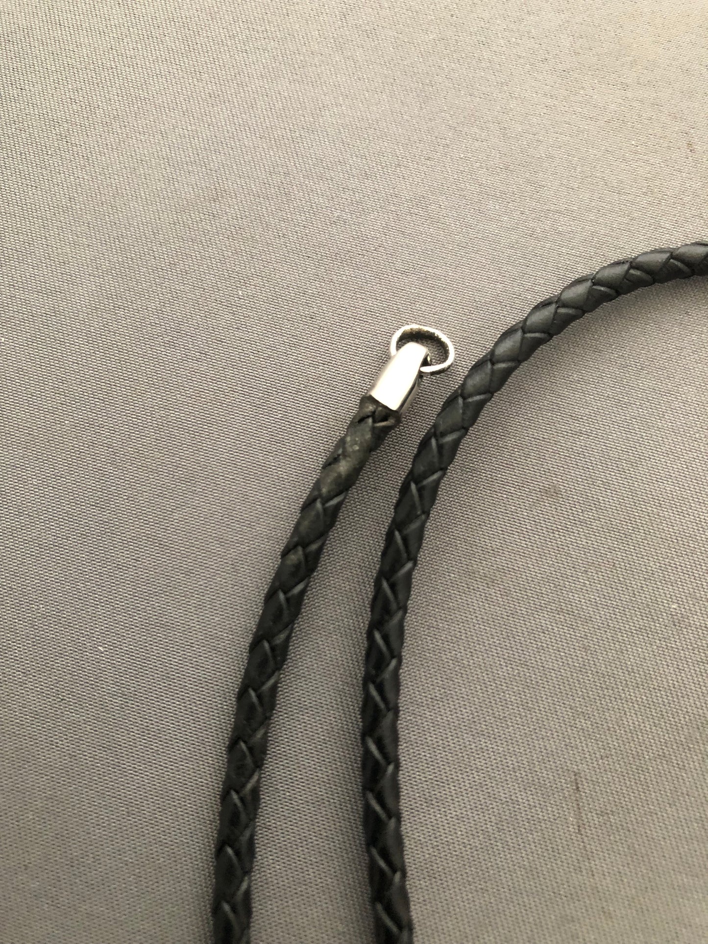 Solid silver African mask & leather chain