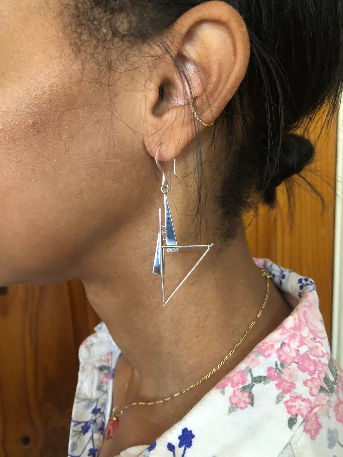 Ladies Art deco silver earrings