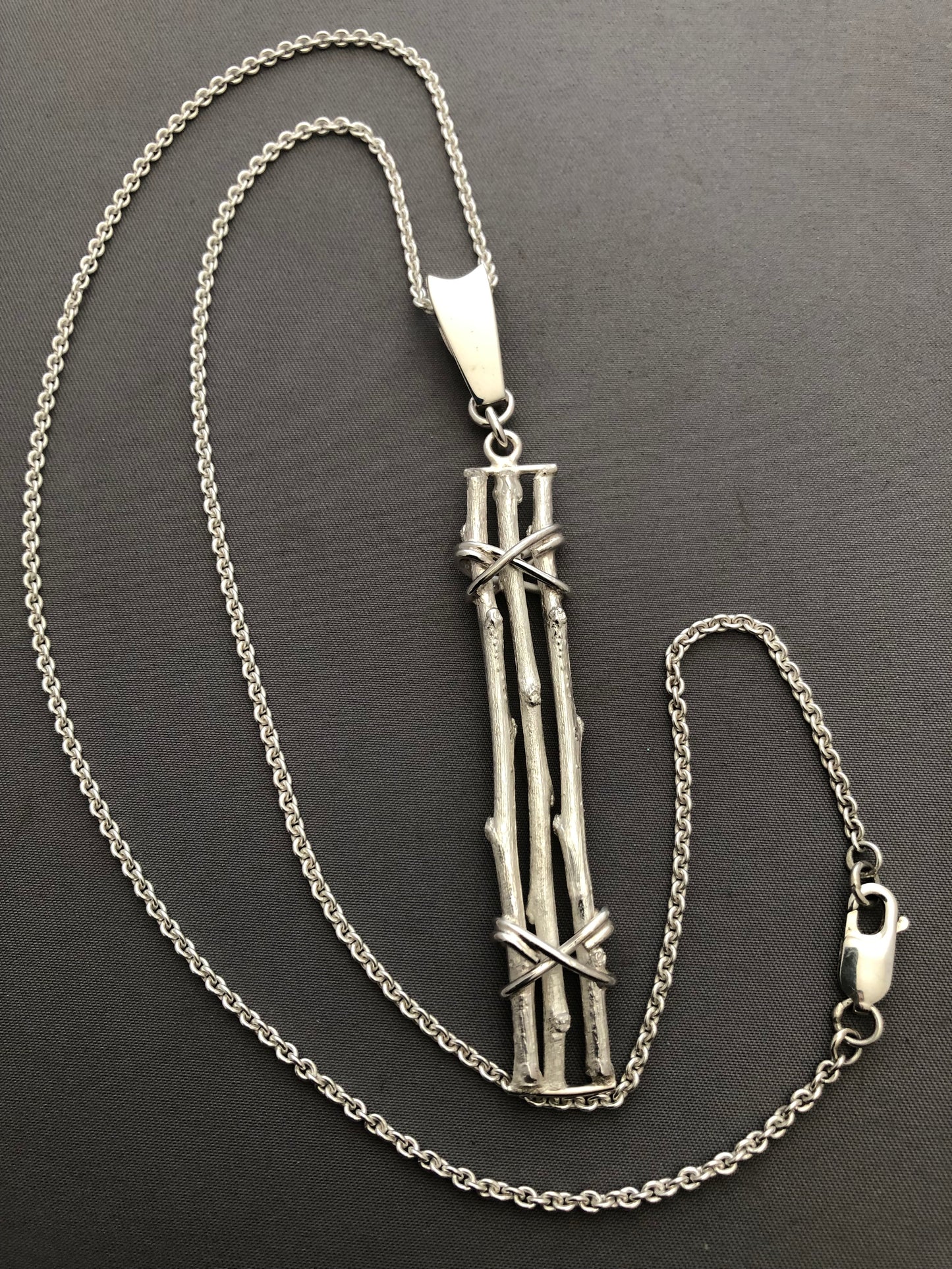 Solid silver old fence pendant