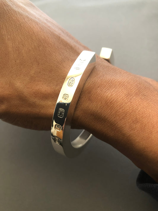 Men’s heavy square solid silver bangle