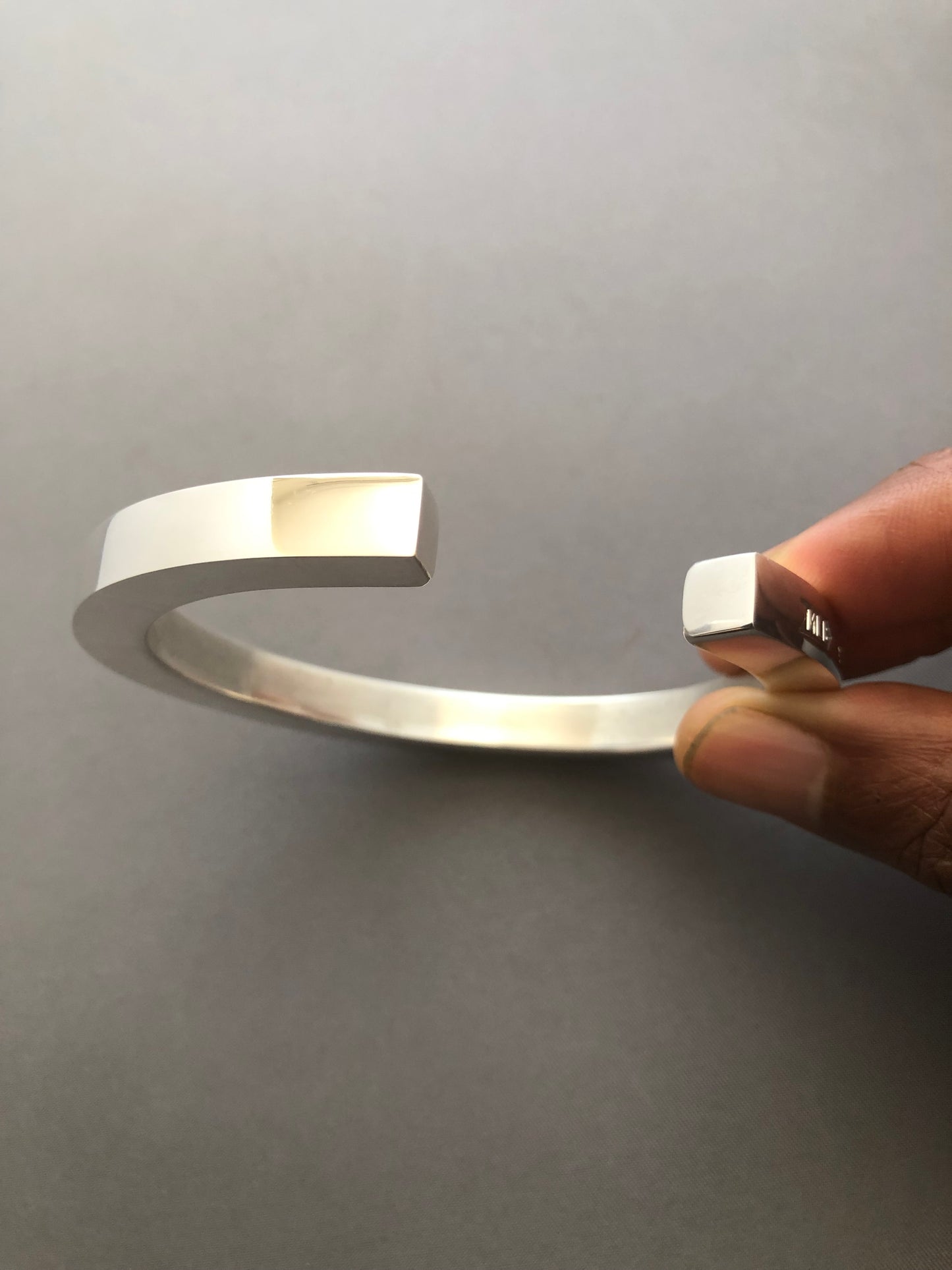 Men’s heavy square solid silver bangle