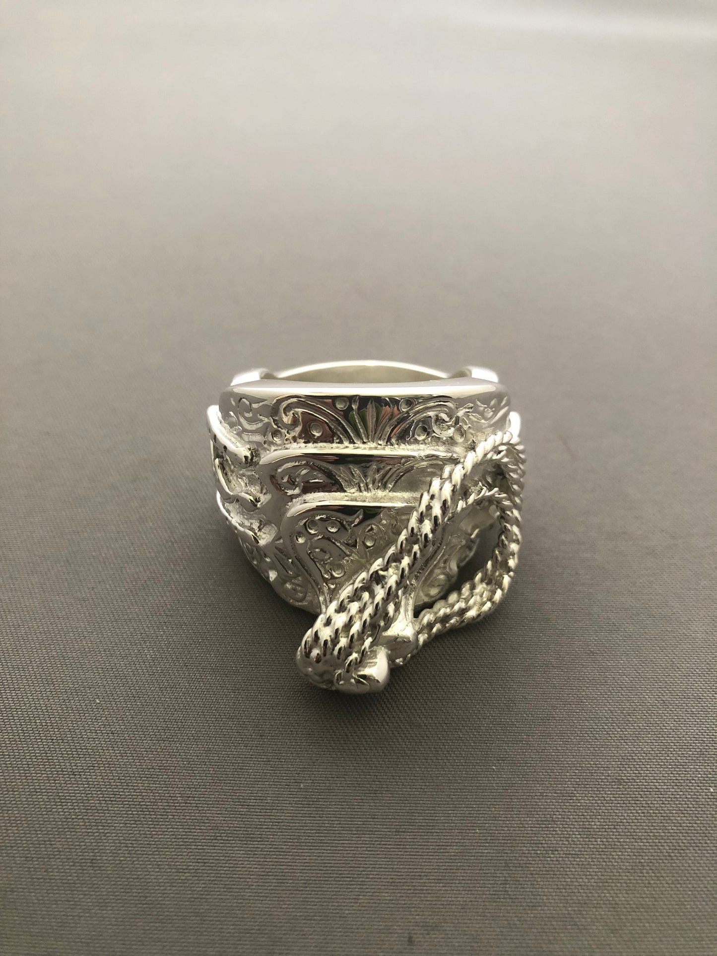 Massive heavy solid silver saddle ring