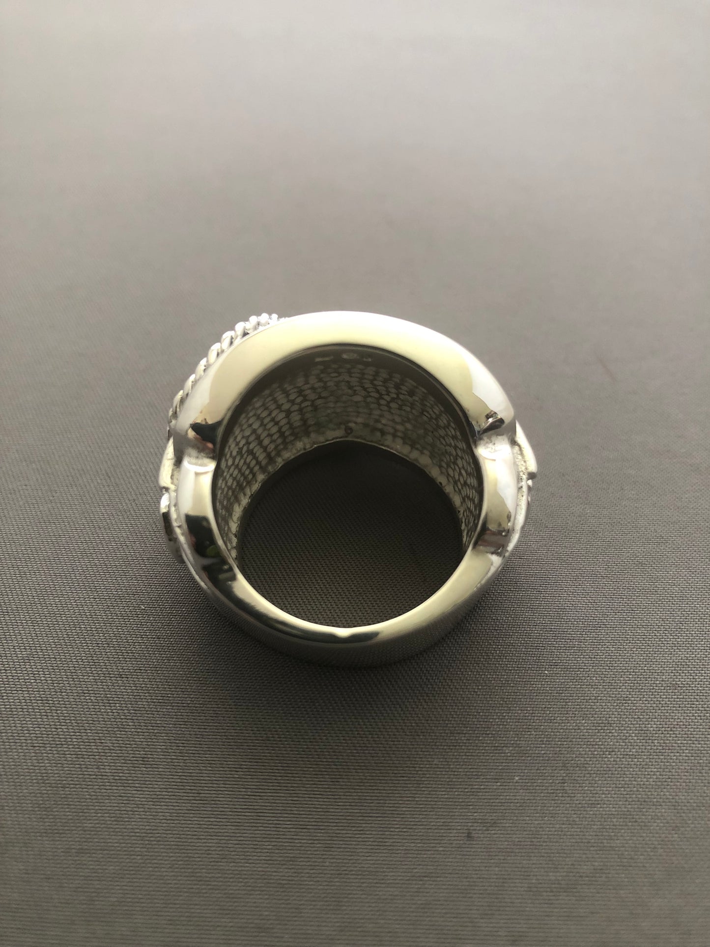 Massive heavy solid silver saddle ring
