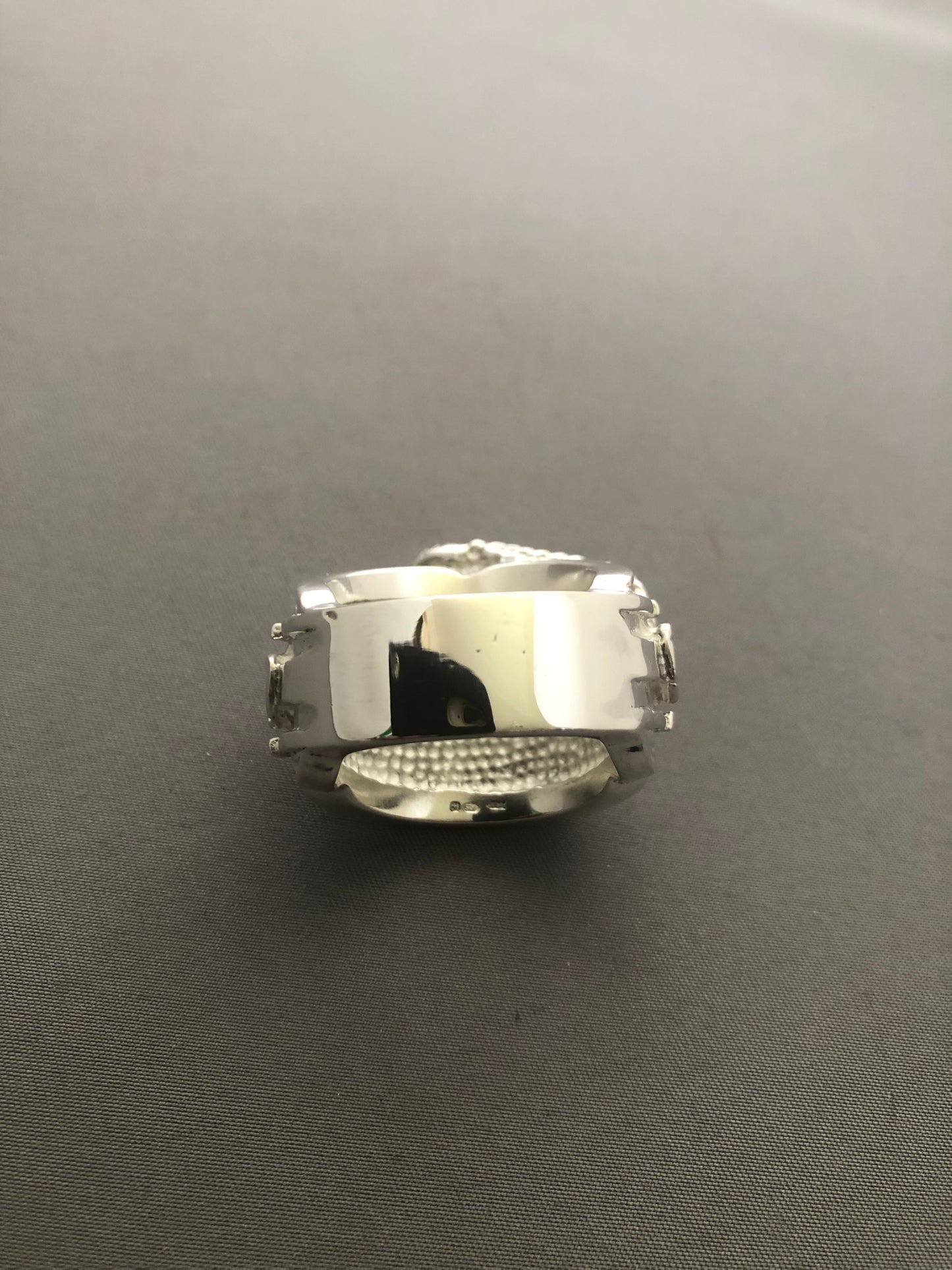 Massive heavy solid silver saddle ring