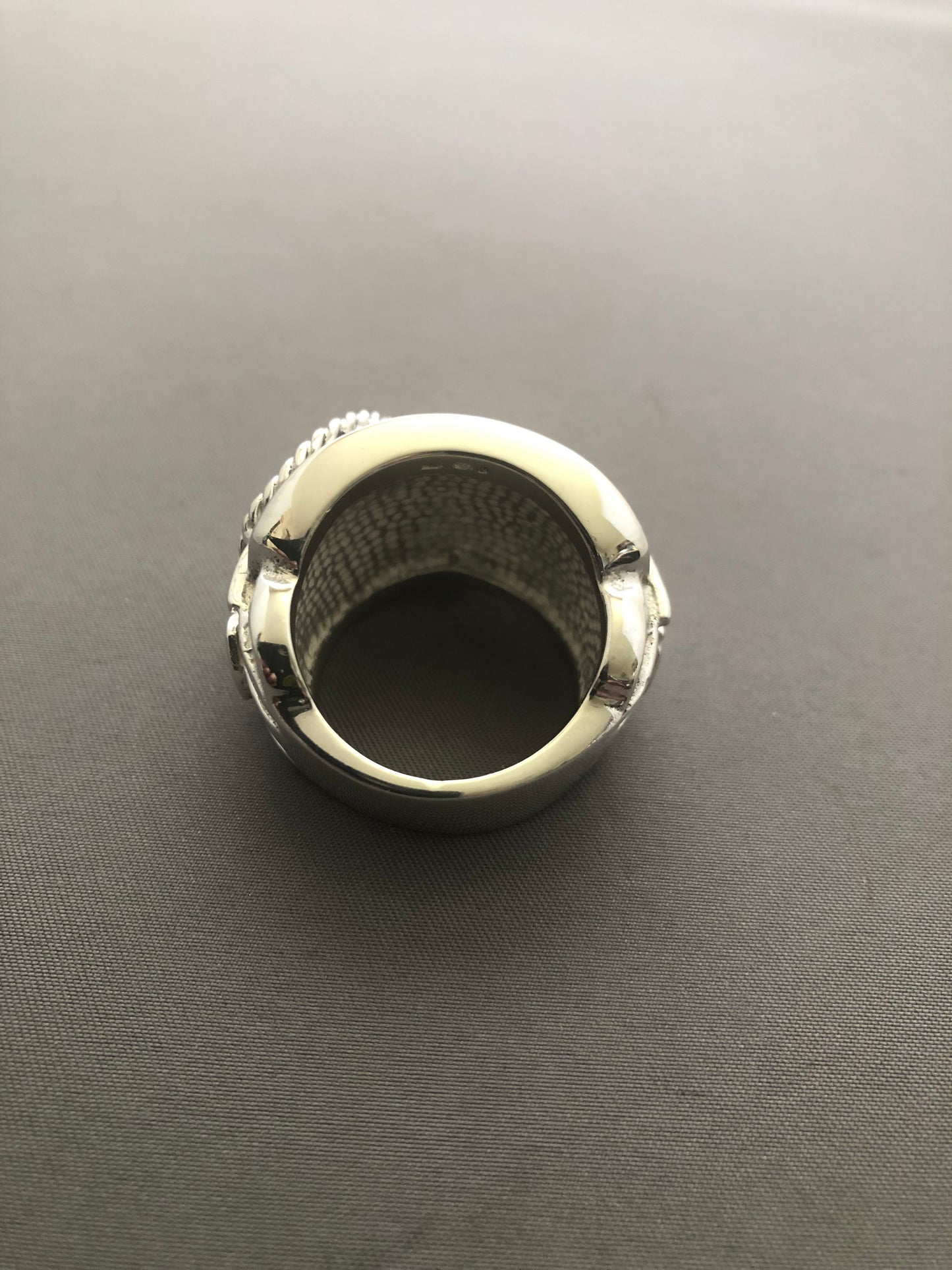 Massive heavy solid silver saddle ring