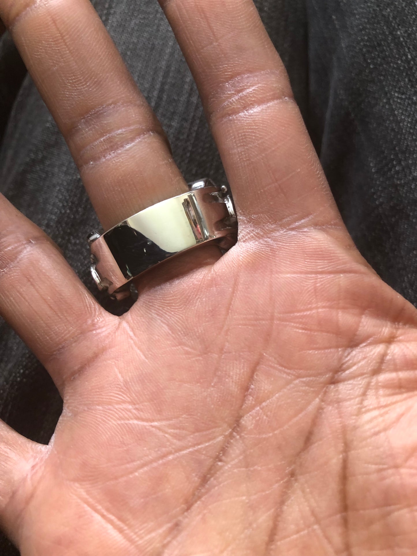 Massive heavy solid silver saddle ring
