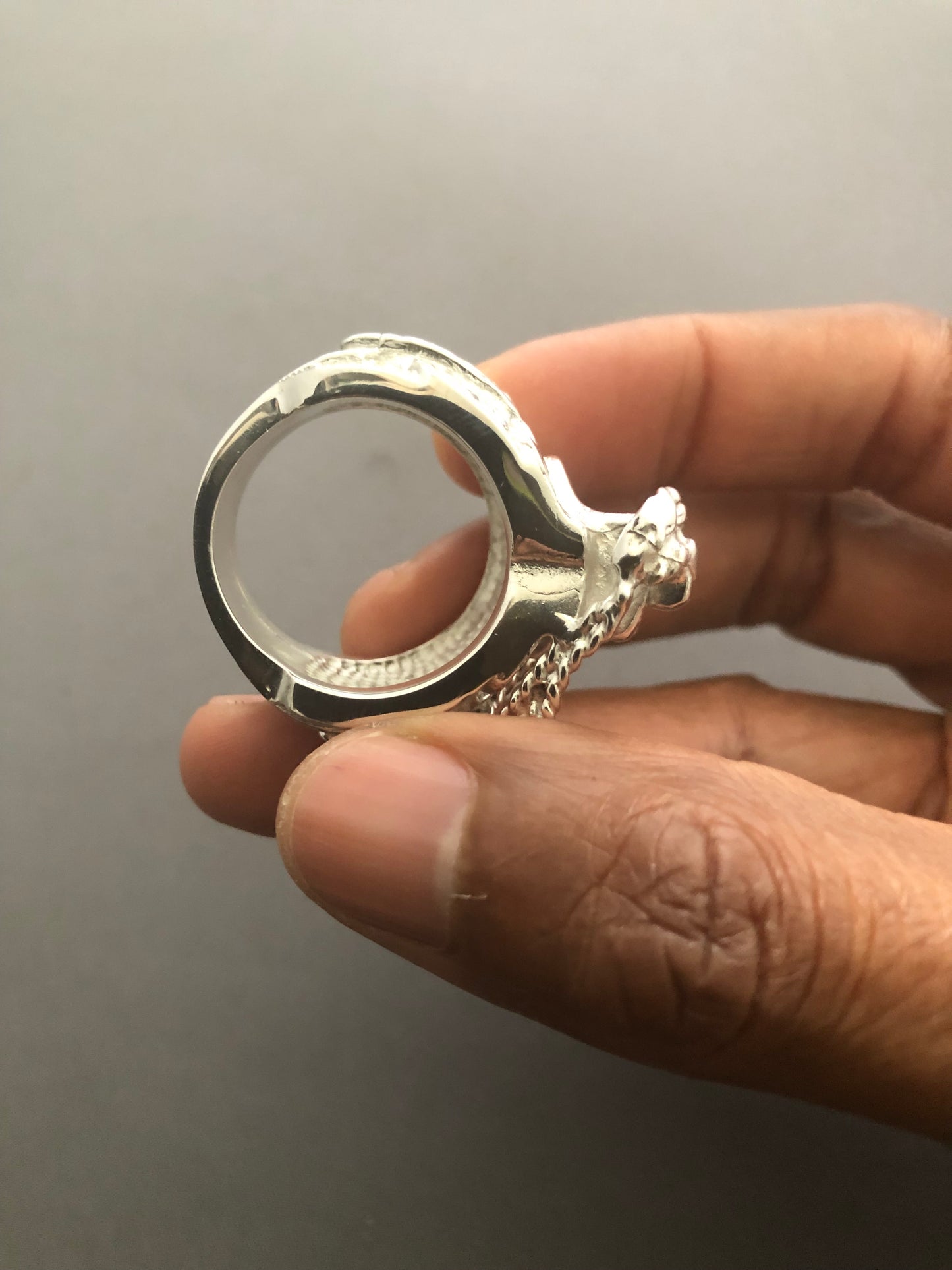 Massive heavy solid silver saddle ring