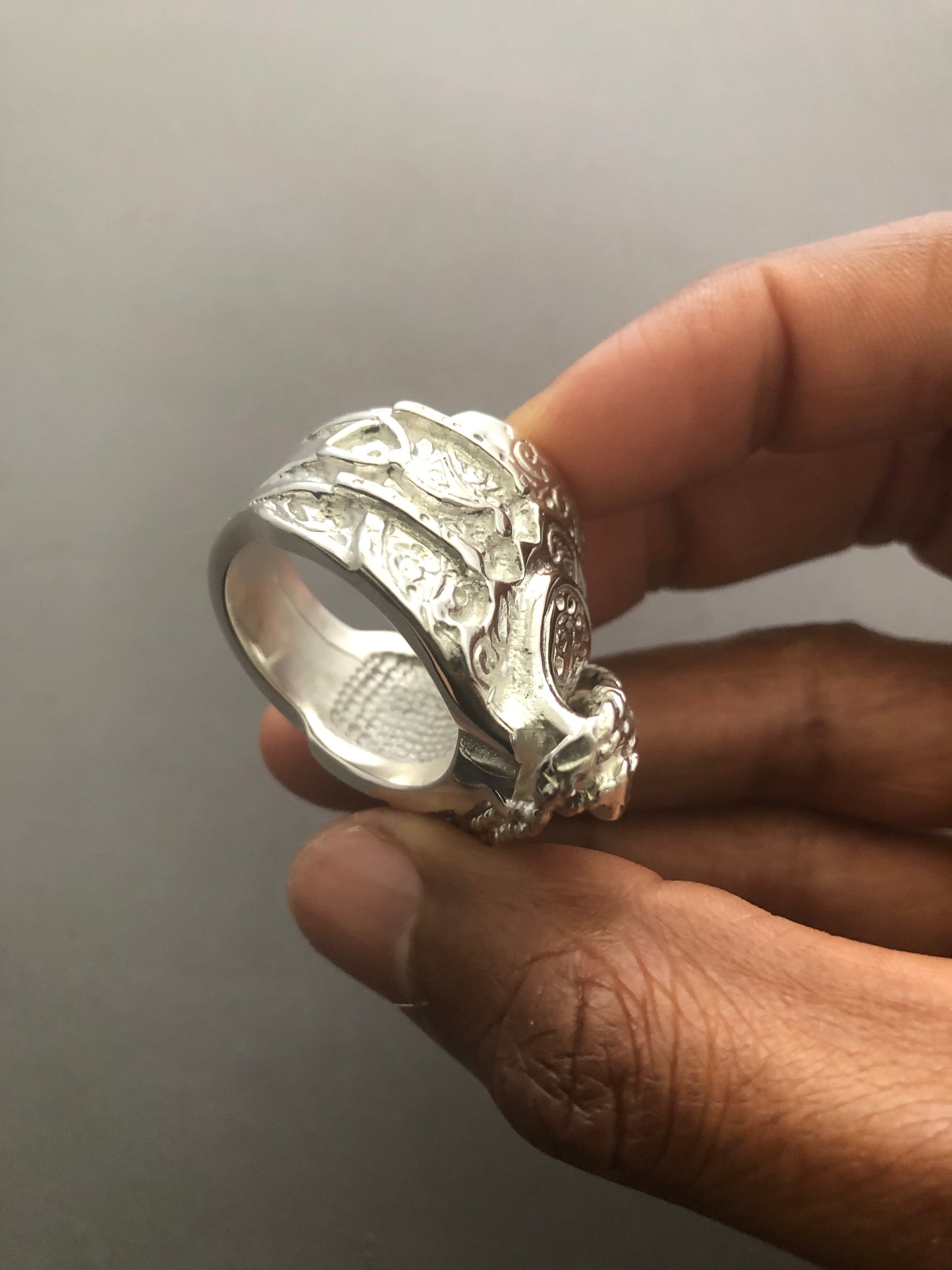 Massive heavy solid silver saddle ring