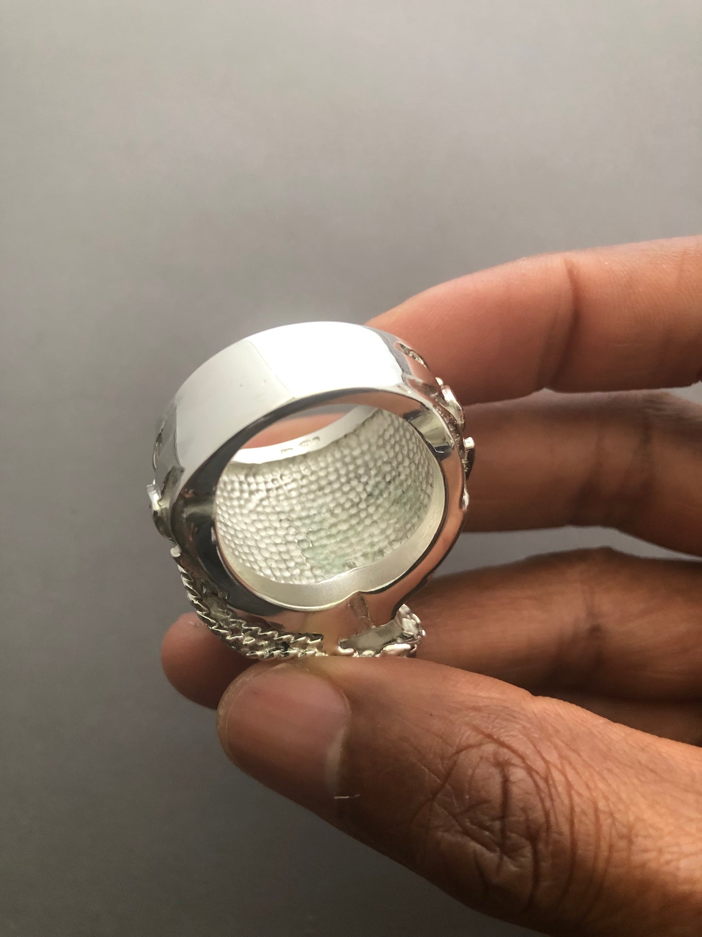 Massive heavy solid silver saddle ring