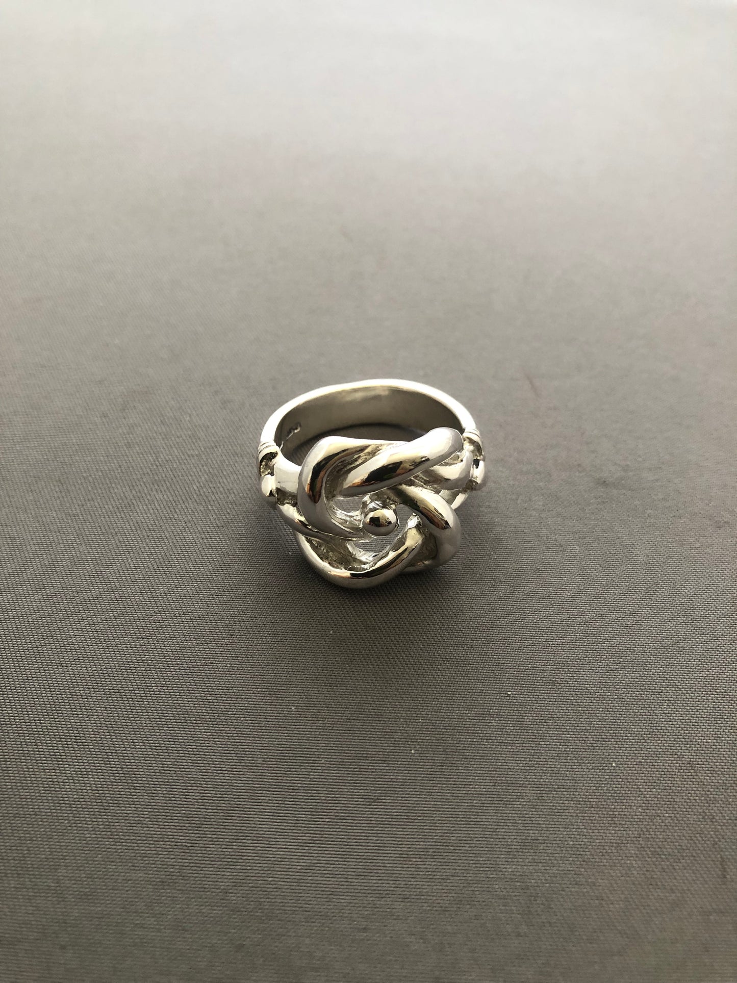 Large solid silver knot ring
