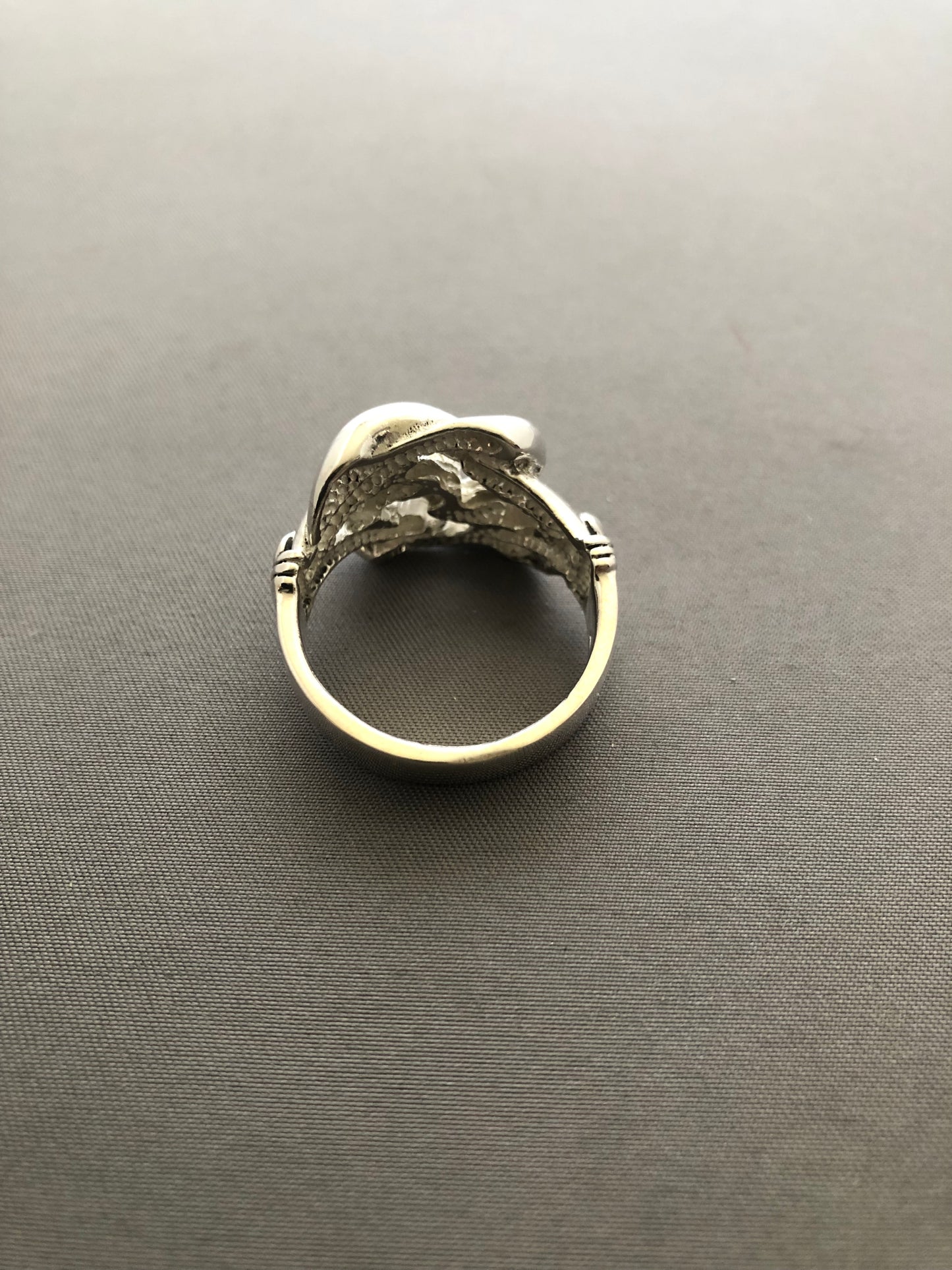 Large solid silver knot ring