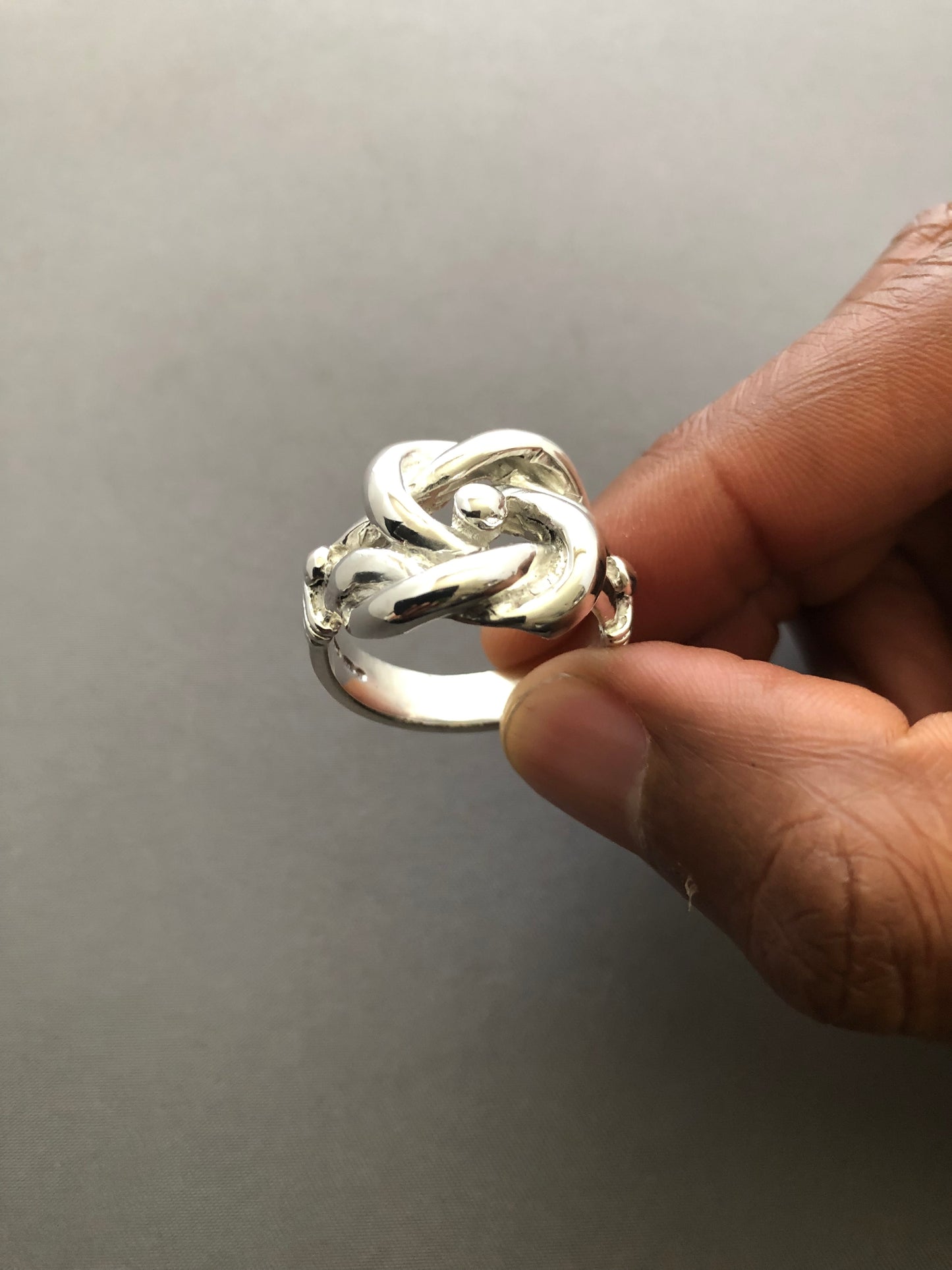 Large solid silver knot ring