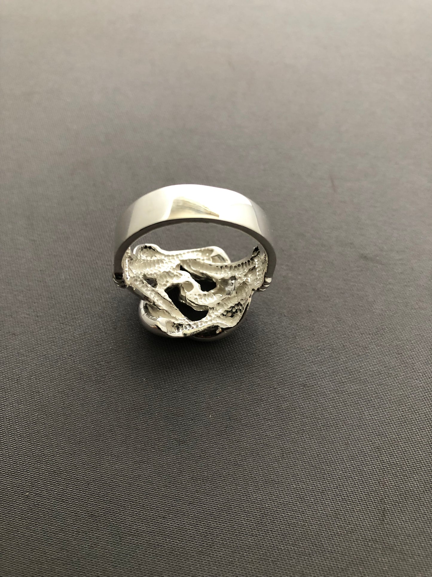 Large solid silver knot ring