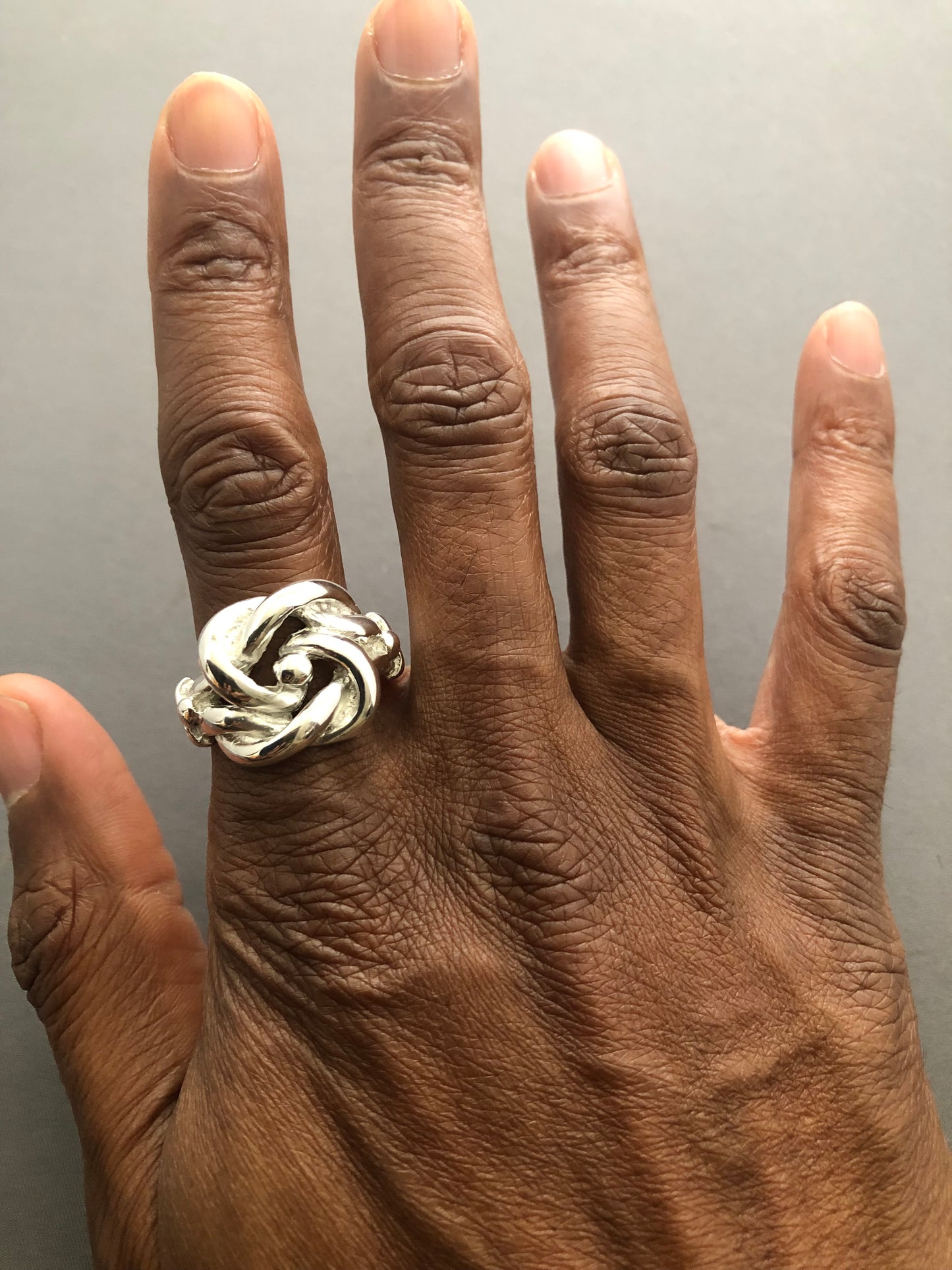 Large solid silver knot ring