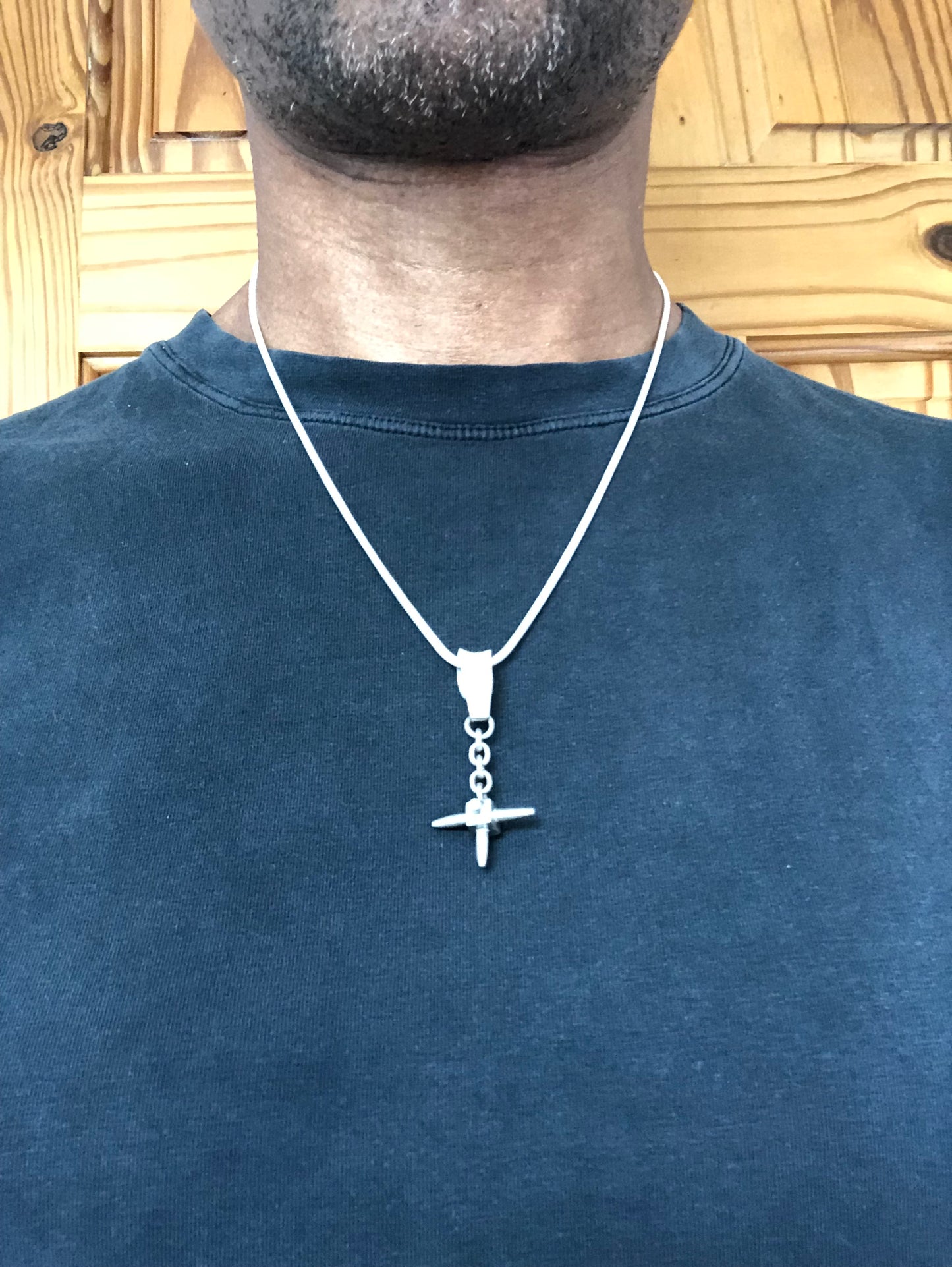 Solid silver anchor pendant & snake chain