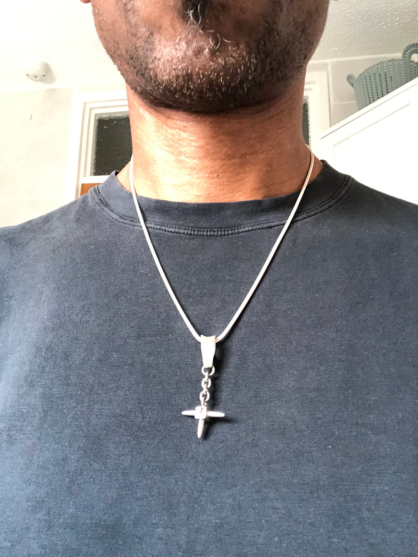 Solid silver anchor pendant & snake chain