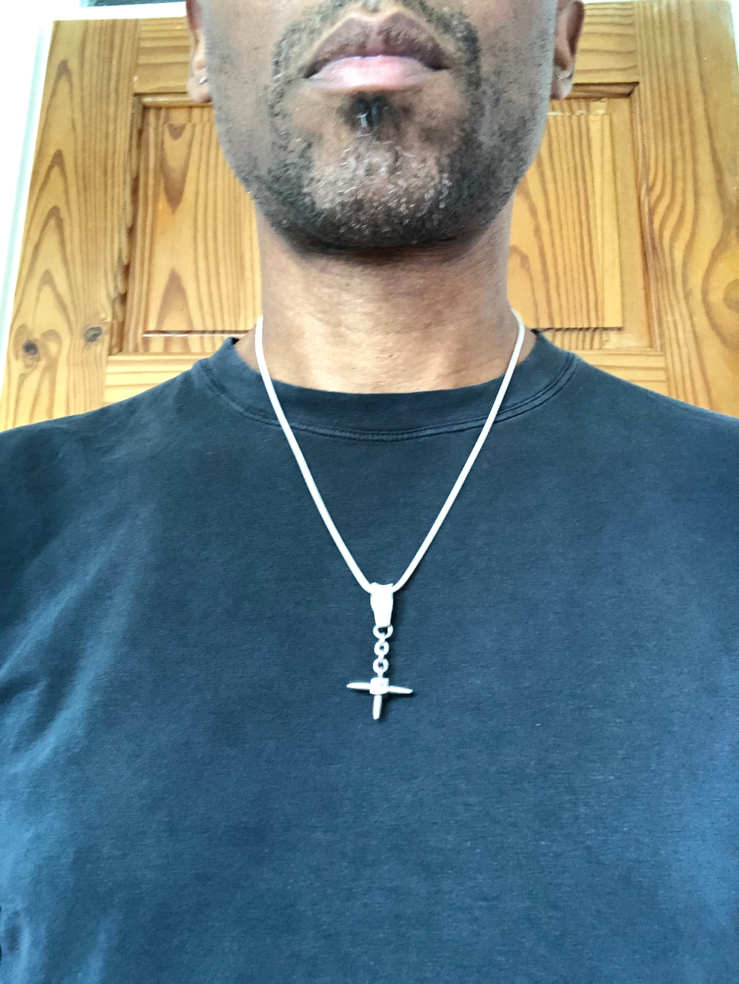 Solid silver anchor pendant & snake chain