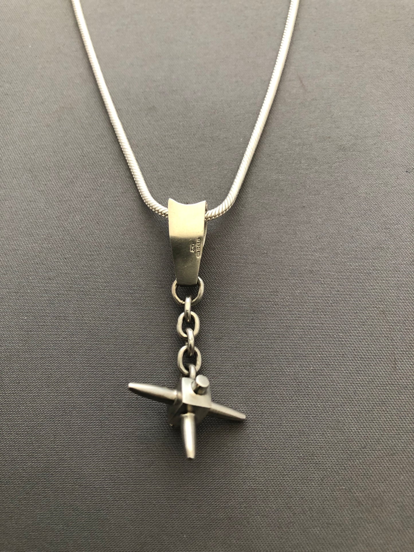 Solid silver anchor pendant & snake chain