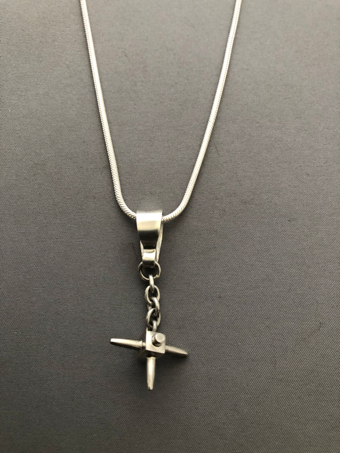 Solid silver anchor pendant & snake chain