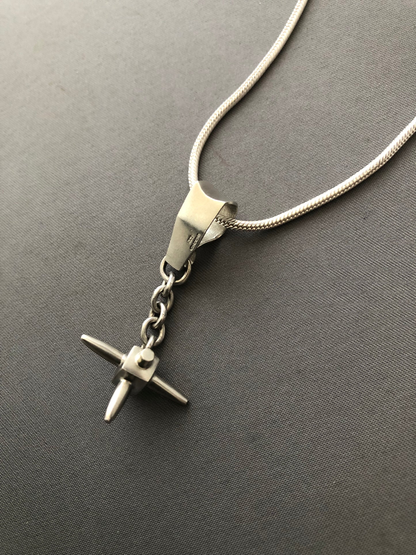 Solid silver anchor pendant & snake chain