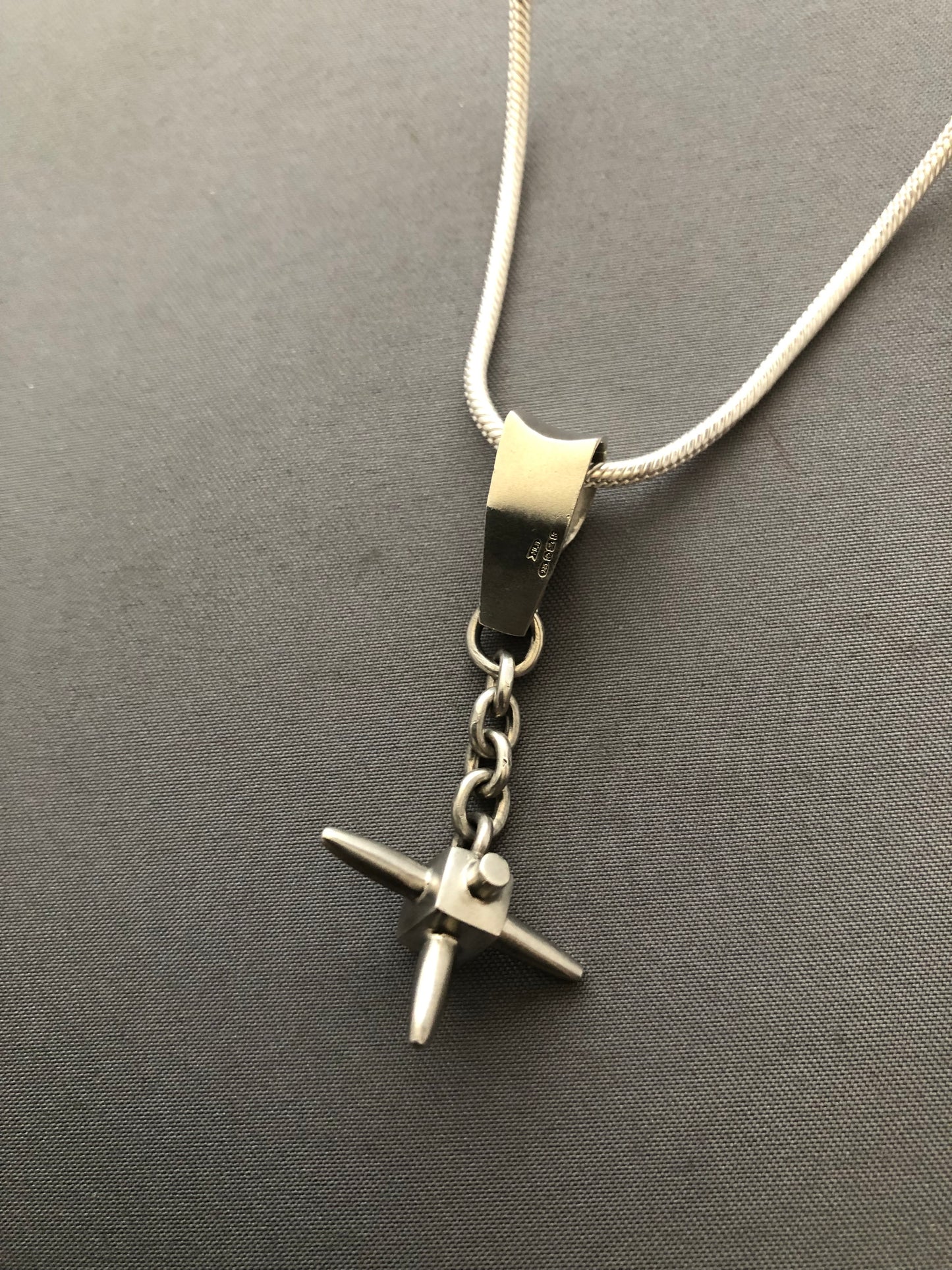 Solid silver anchor pendant & snake chain